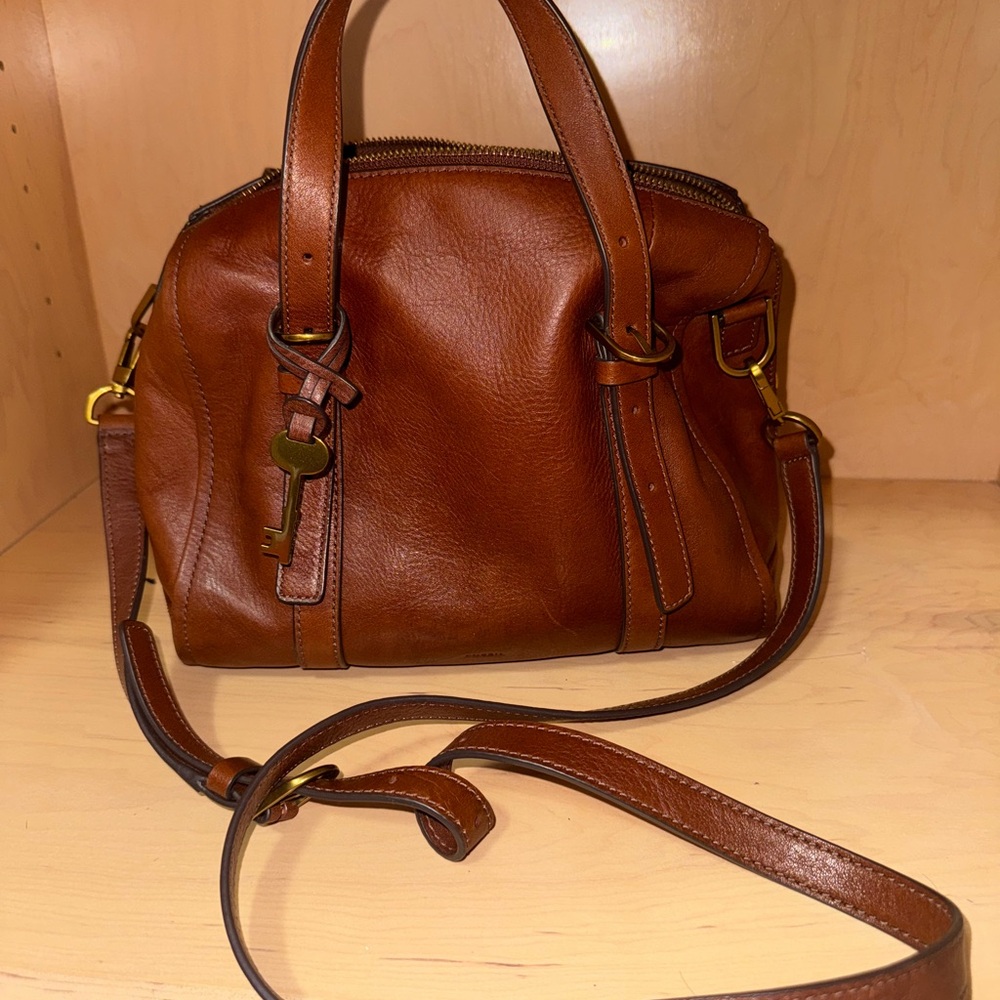 Fossil Elegant Brown Leather Handbag